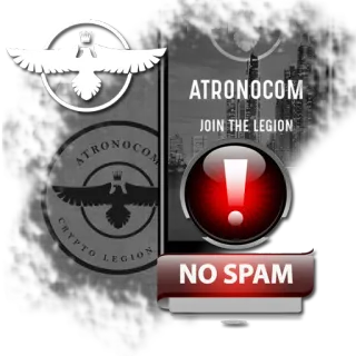 😡 80b053bd ATRONOCOM
JOIN THE LEGION
NO SPAM กองทัพ, คริปโต, กลุ่ม, นก, สัญลักษณ์, คำเตือน telegram sticker