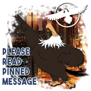 👆 8b5a01ca PLEASE READ PINNED MESSAGE นกอินทรี, นก, ข้อความ, การอ่าน, สติกเกอร์ telegram sticker