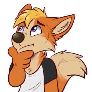 😐 14de5028 Furry, Fuchs, Tier, Anthropomorph, Cartoon, Denken, Illustration telegram sticker