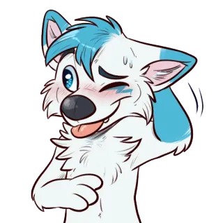 ☺️ 1652f4d1 Fellwesen, Wolf, Cartoon, Tier, Blau, Weiß telegram sticker