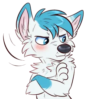 😤 402087a4 Furry, Tier, Cartoon, Sticker, Blau, Weiß, Hund, Anthropomorph telegram sticker