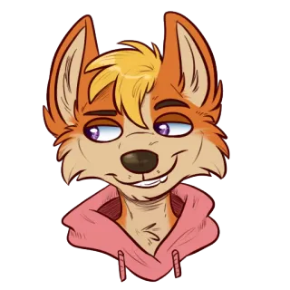 😏 5b6d5d4e Furry, Anthropomorph, Fuchs, Cartoon, Tier, Süß, Charakter, Porträt telegram sticker