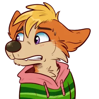 😨 89d51ed4 Fellwesen, Hund, Cartoon, Ausdruck, Nervös, Schweiß, Ängstlich telegram sticker
