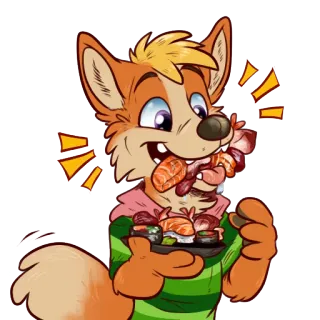 🍣 cf3b424c Fuchs, Sushi, Essen, Cartoon, Tier, Fell telegram sticker