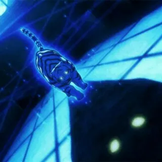 🗝 0dd8dc28 animal, chat, luminescent, bleu, fantaisie, cyberpunk telegram sticker