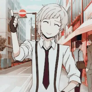 🗝 7a44b727 Anime, Manga, Personnage, souriant, pointant, rue telegram sticker