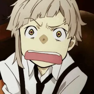 🗝 7ef1c7d4 Atsushi Nakajima Bungou Stray Dogs animé, personnage, expression, choqué, surpris telegram sticker