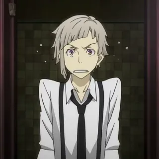 🐾 6dcb47f8 Atsushi Nakajima Bungo Stray Dogs Anime, Manga, Atsushi, Bungo Stray Dogs, Karakter, Mencurigakan, Marah telegram sticker
