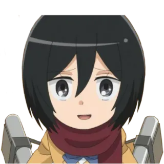 😃 7359134d Mikasa Ackerman Attack on Titan Animé, Cartoon, Chibi, Personnage, Fanart telegram sticker