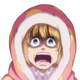 😱 c8c33ebe Armin Arlert Attack on Titan animé, L'Attaque des Titans, choqué, Armin Arlelt, inquiet, dessin animé telegram sticker