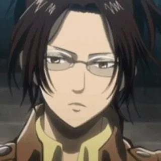 😐 0c21f5eb Hange Zoe Attack on Titan anime, charakter, brille, attack on titan, hange zoe whatsapp sticker