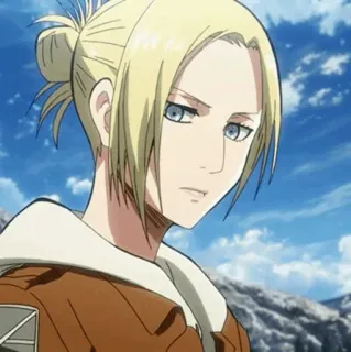 🧐 33e55963 Annie Leonhart Attack on Titan Anime, Charakter, Blonde Haare, Ernster Blick, Attack on Titan whatsapp sticker
