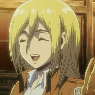 😄 41a9c258 Historia Reiss Attack on Titan Anime, Charakter, Blond, lächelnd, Historia Reiss whatsapp sticker