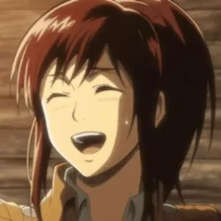😄 65b68af0 Sasha Braus Attack on Titan Anime, Charakter, Mädchen, Lächeln, Süß whatsapp sticker