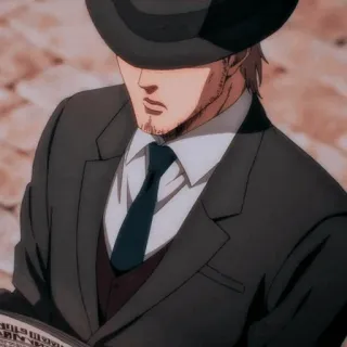 ⚔ 92b11184 anime, character, man, hat, suit, illustration whatsapp sticker