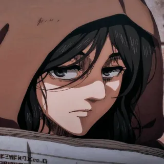 🗝 99773a70 Pieck Finger Attack on Titan anime, character, pieck finger, attack on titan, manga, hooded whatsapp sticker