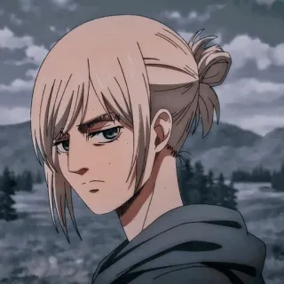 ⚔ b6b54fdf Annie Leonhart Attack on Titan anime, girl, blonde hair, bun, serious, Annie, Attack on Titan whatsapp sticker