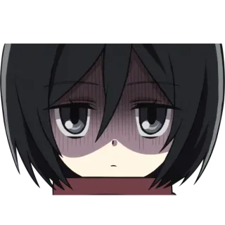 😠 177f00c8 Mikasa Ackerman Attack on Titan anime, manga, mikasa, ataque a los titanes, triste, personaje telegram sticker