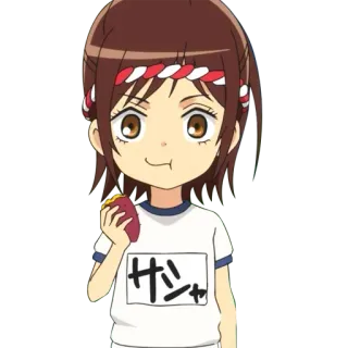 😗 1bde048f Sasha Braus Attack on Titan サシャ anime, chica, dibujos animados, snack, personaje telegram sticker