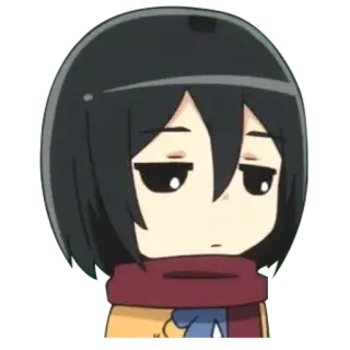 😒 57c50a1f Mikasa Ackerman Attack on Titan Anime, Manga, Chibi, Ataque a los Titanes, Mikasa Ackerman telegram sticker