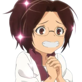 🤩 aa048d7d Hanji Zoe Attack on Titan anime, dibujos animados, Hanji Zoe, Ataque a los Titanes, nervioso/a, fanart, pegatina telegram sticker