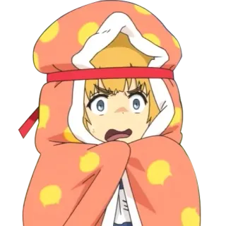 😟 d67204b5 Anime, Chica, Capucha, Personaje, Dibujo animado, Lindo telegram sticker