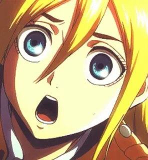 ♠️ 4ed06e7d Historia Reiss Attack on Titan アニメ, マンガ, キャラクター, ショック, 表情, 女の子, 金髪, 進撃の巨人 telegram sticker