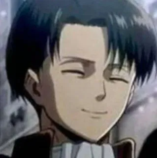♠️ 66bd69d8 Levi Ackerman Attack on Titan アニメ, 漫画, リヴァイ, 進撃の巨人, 笑顔 telegram sticker