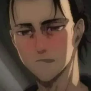 ♠️ a204b57e Eren Yeager Attack on Titan アニメ, マンガ, エレン・イェーガー, 進撃の巨人, キャラクター, ステッカー, 真剣, 表情 telegram sticker