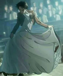 ♠️ ead58914 Levi Ackerman Attack on Titan アニメ, マンガ, リヴァイ, 進撃の巨人, ドレス, クロスオーバー telegram sticker