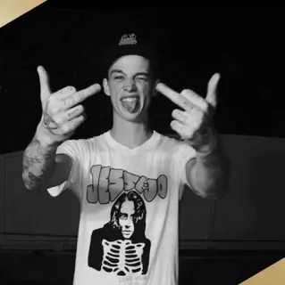 🖕 144c412f gestur ofensif, jari tengah, tato, pria muda, mengejek, tidak sopan telegram sticker