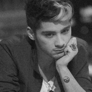 😔 305e713e Zayn Malik penyanyi, musisi, pria, potret, hitam putih telegram sticker