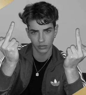 🖕 d0c710e8 jari tengah, menyinggung, gestur, remaja, anak laki-laki, potret telegram sticker