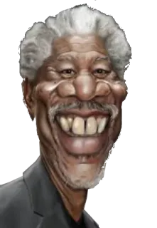 😀 1b5f0e51 Morgan Freeman karikatur, aktor, potret, selebriti, Morgan Freeman, lucu, wajah telegram sticker