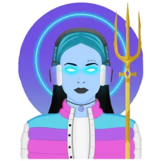 🙎‍♀️ 76fe5992 AUDIUS auriculares, personaje, femenino, neón, ilustración telegram sticker