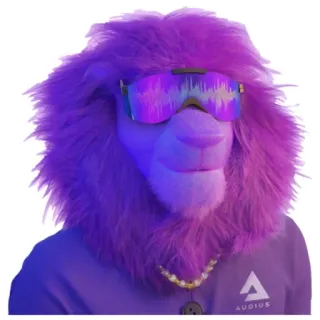 🦁 a6775193 AUDIUS león, morado, gafas de sol, audius, animal, furry, dibujos animados telegram sticker