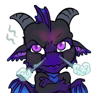 😡 9e8c88b6 龙, 生气, 卡通, 幻想, 生物, 紫色, 抽烟, 卡通化 telegram sticker