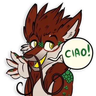 🖐 3bbc4451 CIAO! 퍼리, 동물, 늑대, 챠오, 인사, 만화, 친근한 whatsapp sticker