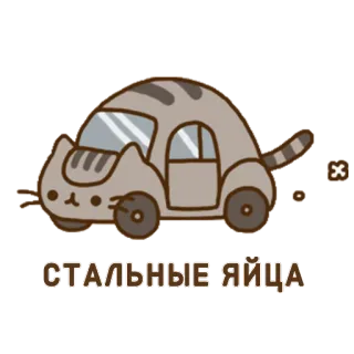 🚊 d8d637f2 СТАЛЬНЫЕ ЯЙЦА gato, coche, gracioso, ruso, pegatina whatsapp sticker