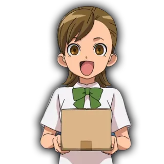 💥 61b064c7 Anime, Dziewczyna, Kreskówka, Postać, Pudełko, Paczka, Mundur telegram sticker