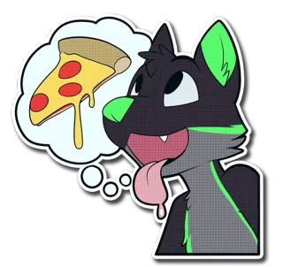 🍕 d1becc27 собака, пицца, мультфильм, еда, голодный, кусок, животное whatsapp sticker
