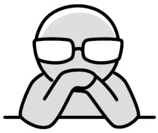 😎 291cc191 막대기 인간, 안경, 캐릭터, 단순한, 회색, 생각하는 telegram sticker