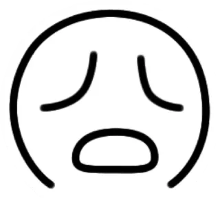 😩 7a86005c 슬픔, 이모티콘, 불행, 얼굴, 표정, 흑백 telegram sticker
