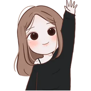 👋 2bbded24 만화, 소녀, 파도, 친근한, 쾌활한 telegram sticker