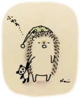 😴 3aaf3524 ぷるぷる… 고슴도치, 졸린, 팬더, 동물, 귀여운, 만화 whatsapp sticker