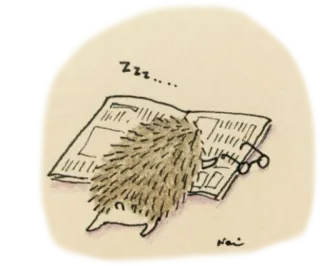 🥱 be1b1bce Zzz..... 고슴도치, 자는, 신문, 안경, 귀여운, 동물 whatsapp sticker