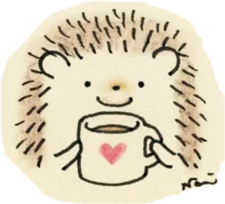 ☕ fda61c8e 고슴도치, 커피, 컵, 동물, 카와이, 귀여운, 하트 whatsapp sticker