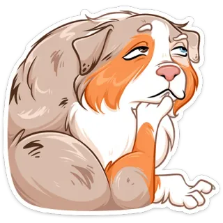 ☹️ 509d6b49 cane, animale, cartone animato, annoiato, pensieroso whatsapp sticker