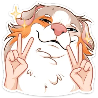 ✌ 7009b30a 개, 평화, 표지, 귀여운, 행복한, 동물 telegram sticker