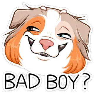 😈 ecfbe4ac BAD BOY? 개, 동물, 나쁜, 만화, 애완 동물, 귀여운 telegram sticker